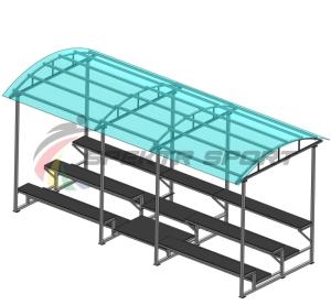 Купить Трибуна для зрителей 3 ряда на 26 мест с навесом (лавки - фанера) в Котовске 
